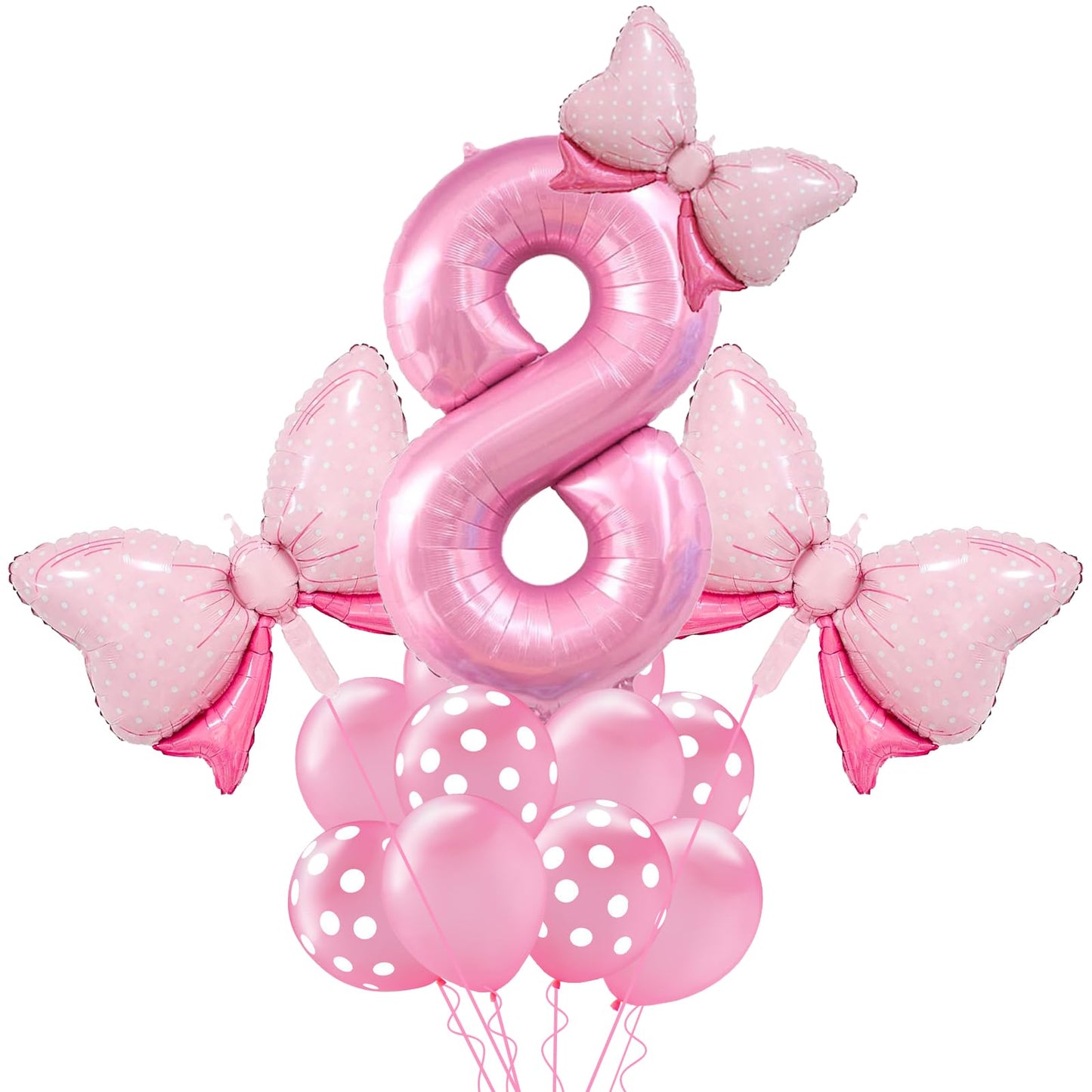 Pink Birthday Balloons Bow Balloons Number 8 Balloons 40 Inch 8 Balloon Number for Pink Birthday Decorations 8 Year Old Birthday Decorations