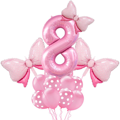 Pink Birthday Balloons Bow Balloons Number 8 Balloons 40 Inch 8 Balloon Number for Pink Birthday Decorations 8 Year Old Birthday Decorations