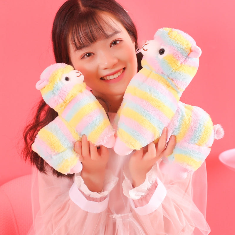 Colorful Alpaca Plush Toy - Cute Sheep Pillow for Girls